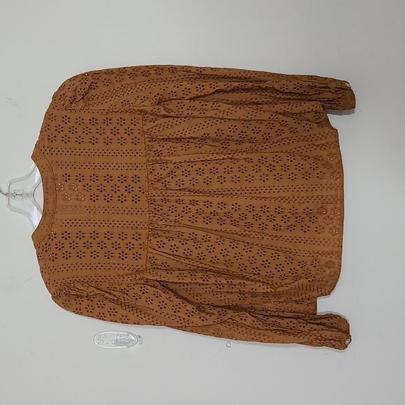 Madewell Eyelet Double Tie Peasant Top Size XS - Picture 4 of 9